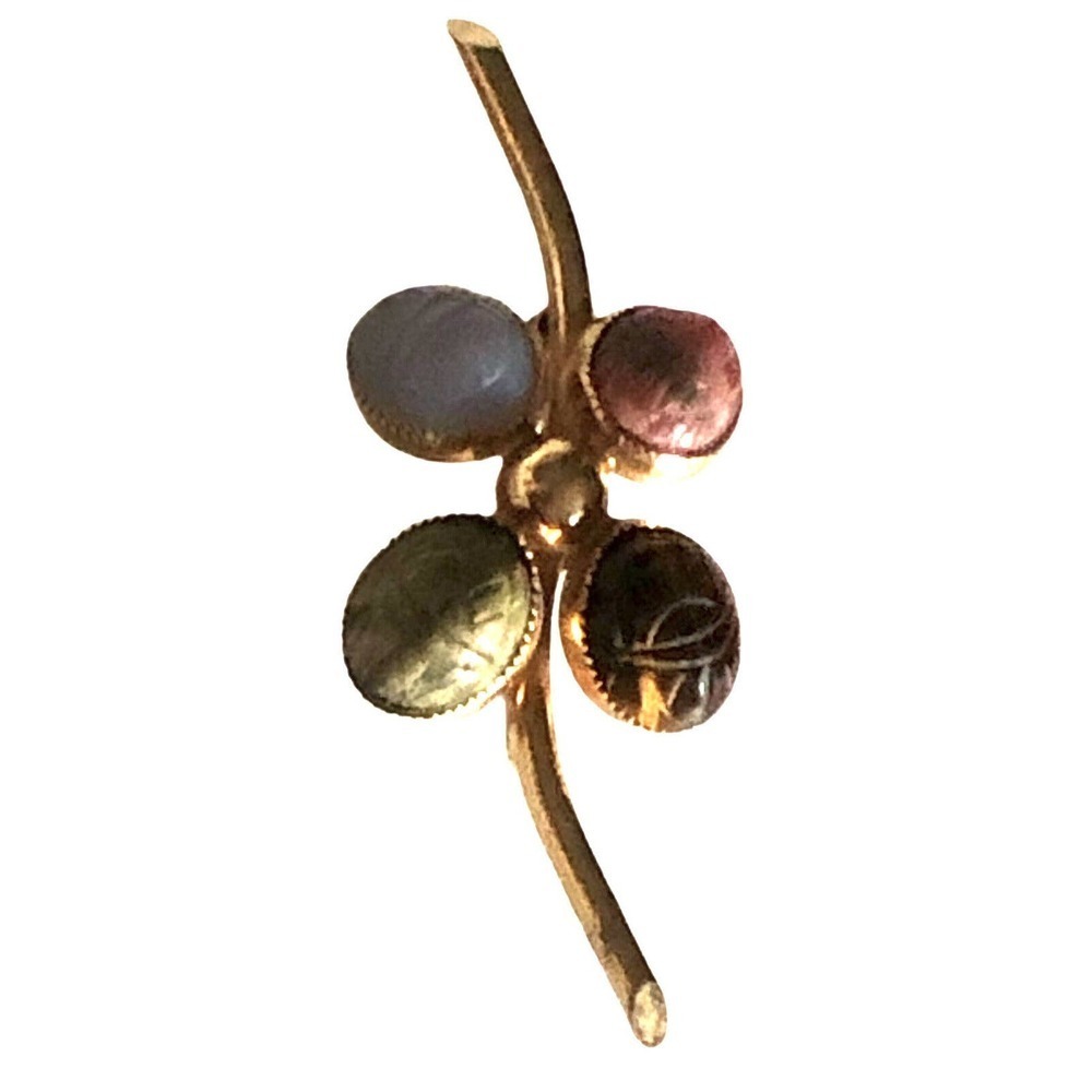 ROLYN Inc 12k Gold Filled Multicolor Carved Scarab Beetle Vintage Brooch Pin